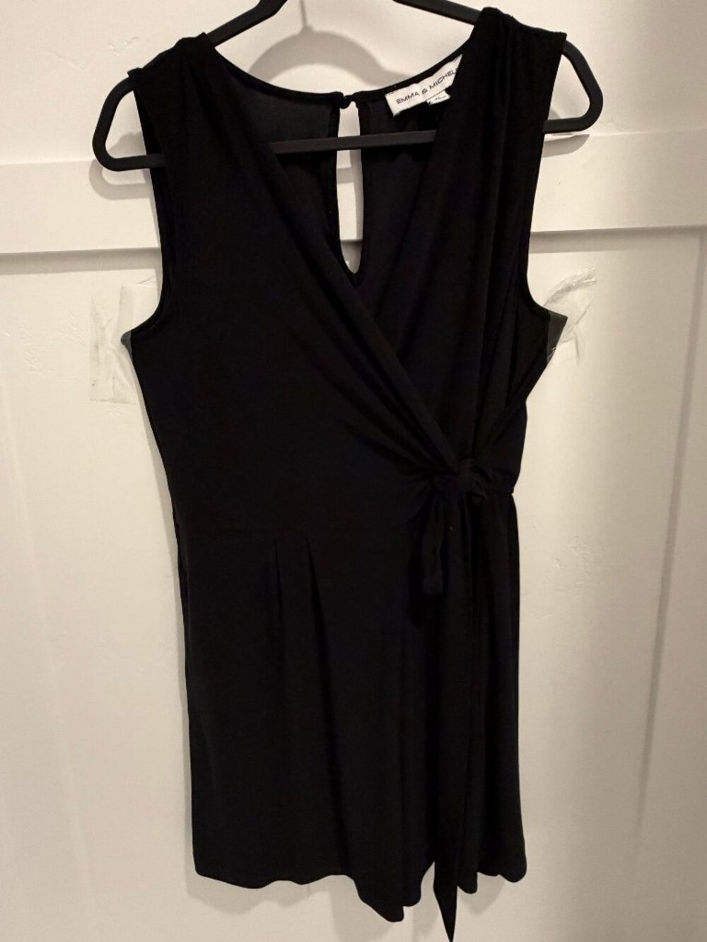 Emma & Michele Black Wrap Romper XL Sleeveless Tie Waist Dressy Casual